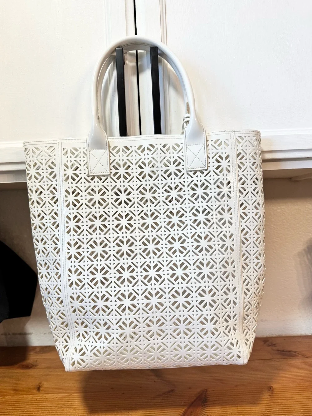 Tory Burch White Perforated Tote Bag